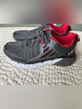 Hoka Men's Gray and Red Sneakers